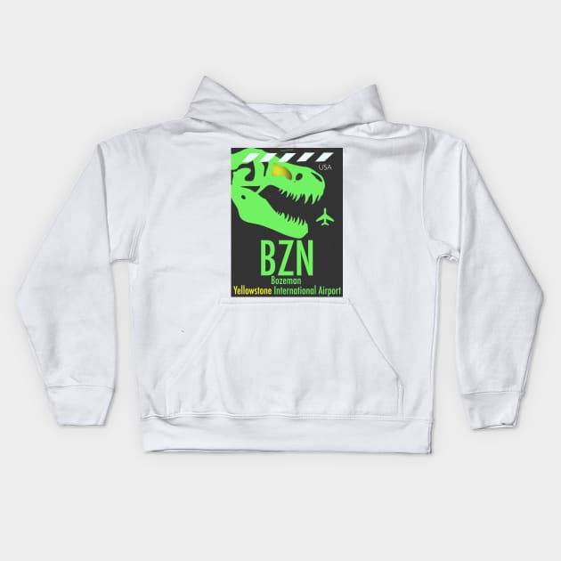 BZN Bozeman Yellowstone airport code Kids Hoodie by Woohoo